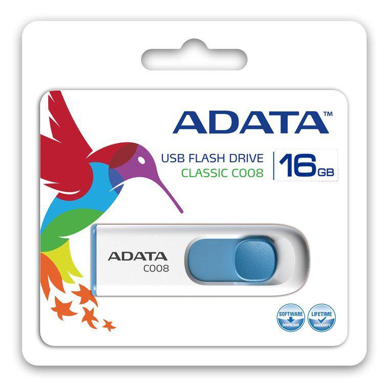 ADATA Memorie USB C008 16 GB, USB 2.0, Alb, AC008-16G-RWE - imagine 2