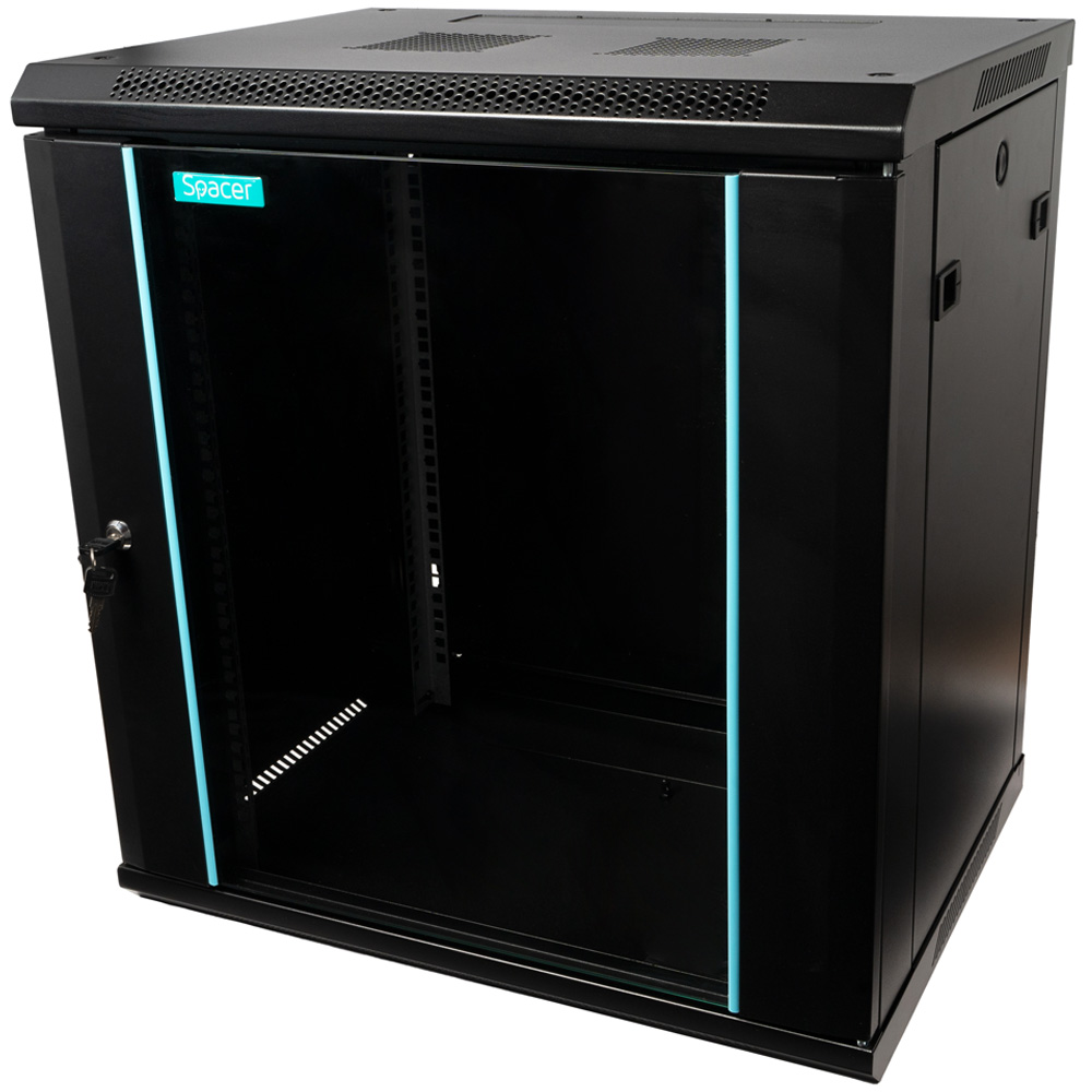 SPACER CABINET 19 12U 600x450mm, fixare pe perete, Flatpack (dezasamblat), Black, SPCW-12U-450-BK-03