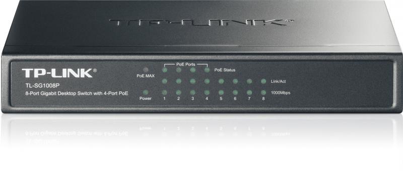TP-LINK Switch, 8 port, 10/100/1000 Mbps, TL-SG1008P