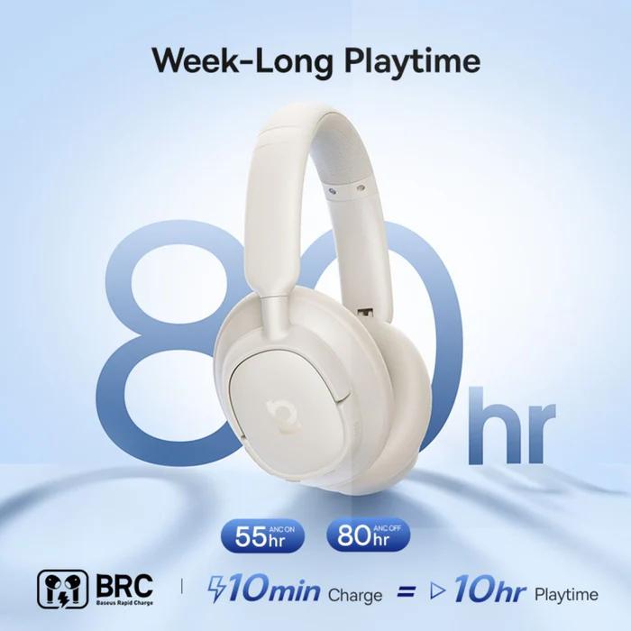 Baseus CASTI Bowie Bass BH1 NC Wireless Noise Cancelling, over ear, 40mm Dynamic Drivers, A0203702 - imagine 5