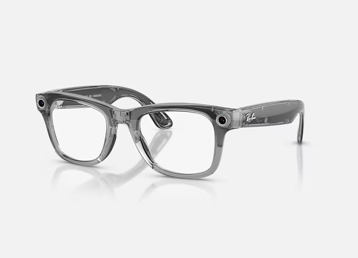 RAYBAN Ray-Ban Meta Wayfarer Gen 2 AI Glasses Shiny Transparent Grey/Sapphire, RW4012 6840MF 53