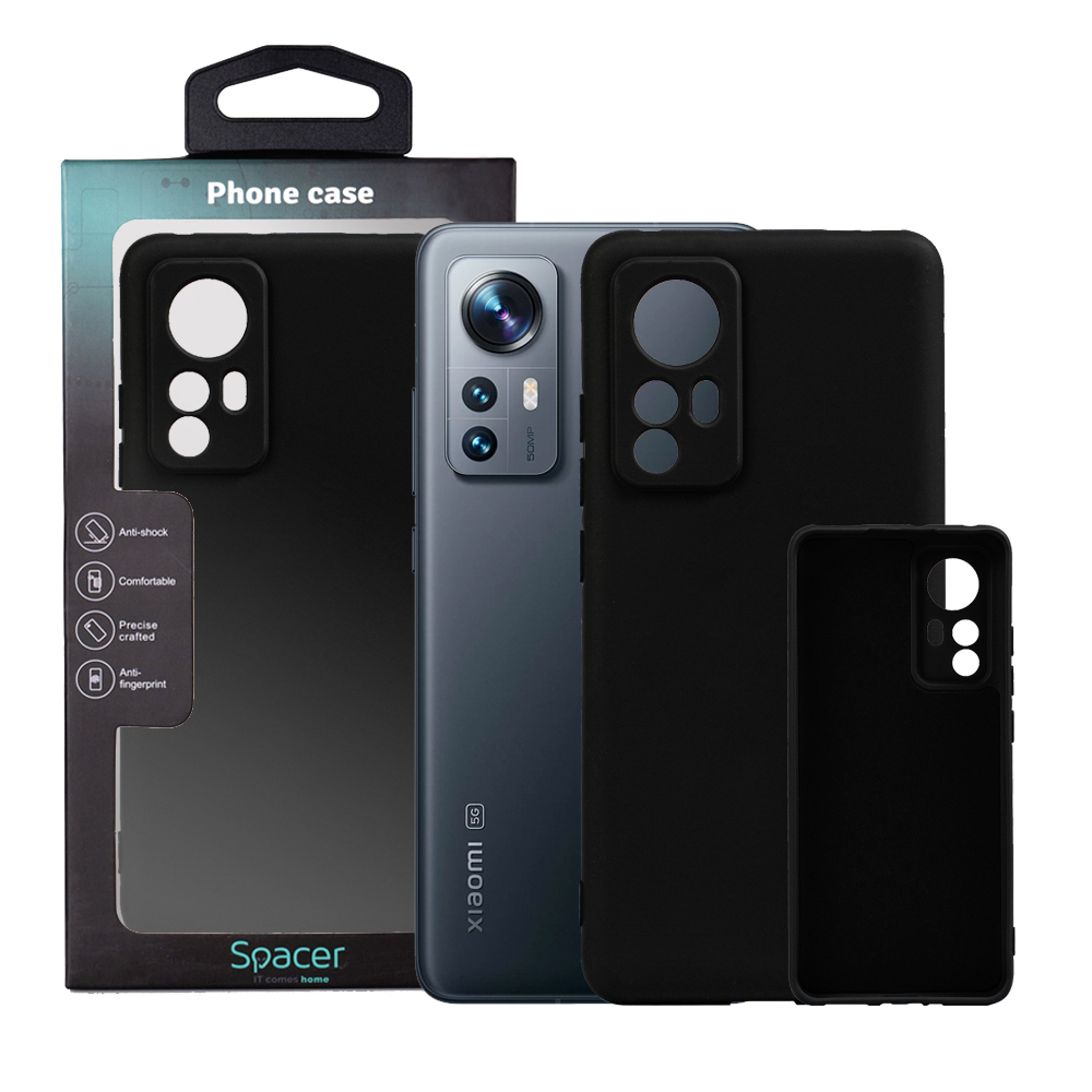 SPACER Husa Xiaomi 12, negru, grosime 2mm, material flexibil silicon + interior cu, SPPC-XI-12-SLK