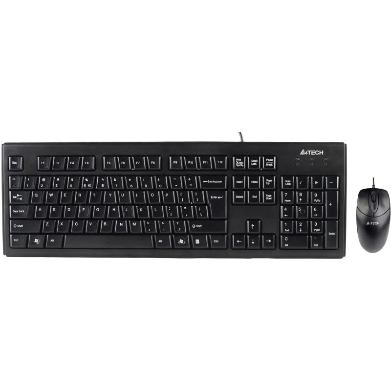 A4TECH Kit Wired tastatura si mouse KRS-8372, taste numerice, Negru, KRS-8372-USB