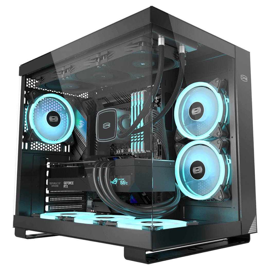 PCCOOLER CARCASA, Middle Tower, ATX, fara sursa, sticla securizata, 6 ventilatoare, C3 T500 ARGB BK