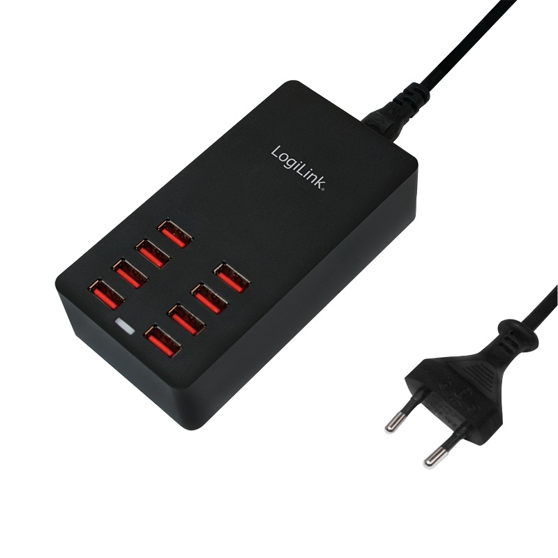 Logilink ALIMENTATOR retea 220V, universal, 8 x USB, maxim 8.8A, 44W, suport OCP/OVP/OTP, PA0140