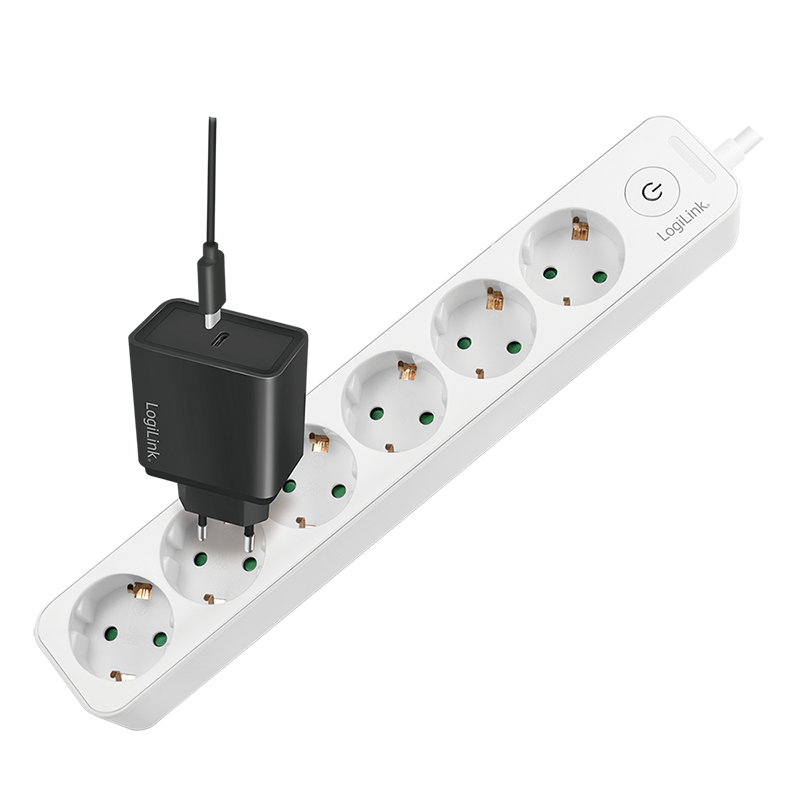 Logilink PRELUNGITOR, Schuko x 6, cablu 3G 1.5mm2, 230 V/16 A, 50 Hz, max. 3500 W, buton, LPS247 - imagine 2