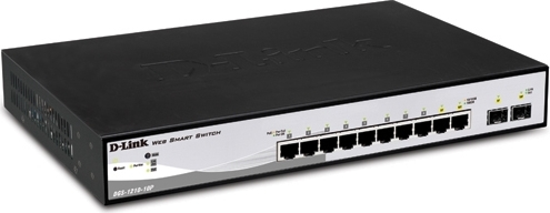 D-Link SWITCH PoE Smart 8 porturi Gigabit (8 PoE) + 2 porturi SFP, IEEE 802.3af/at, DGS-1210-10P