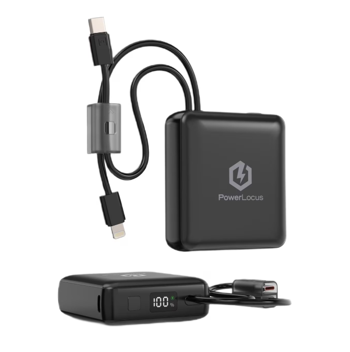 POWERLOCUS Baterie externa 10000mAh, capacitate: 10.000 mAh/3,85 V/38,5 Wh, PWL-POWERBANK10K-BLACK