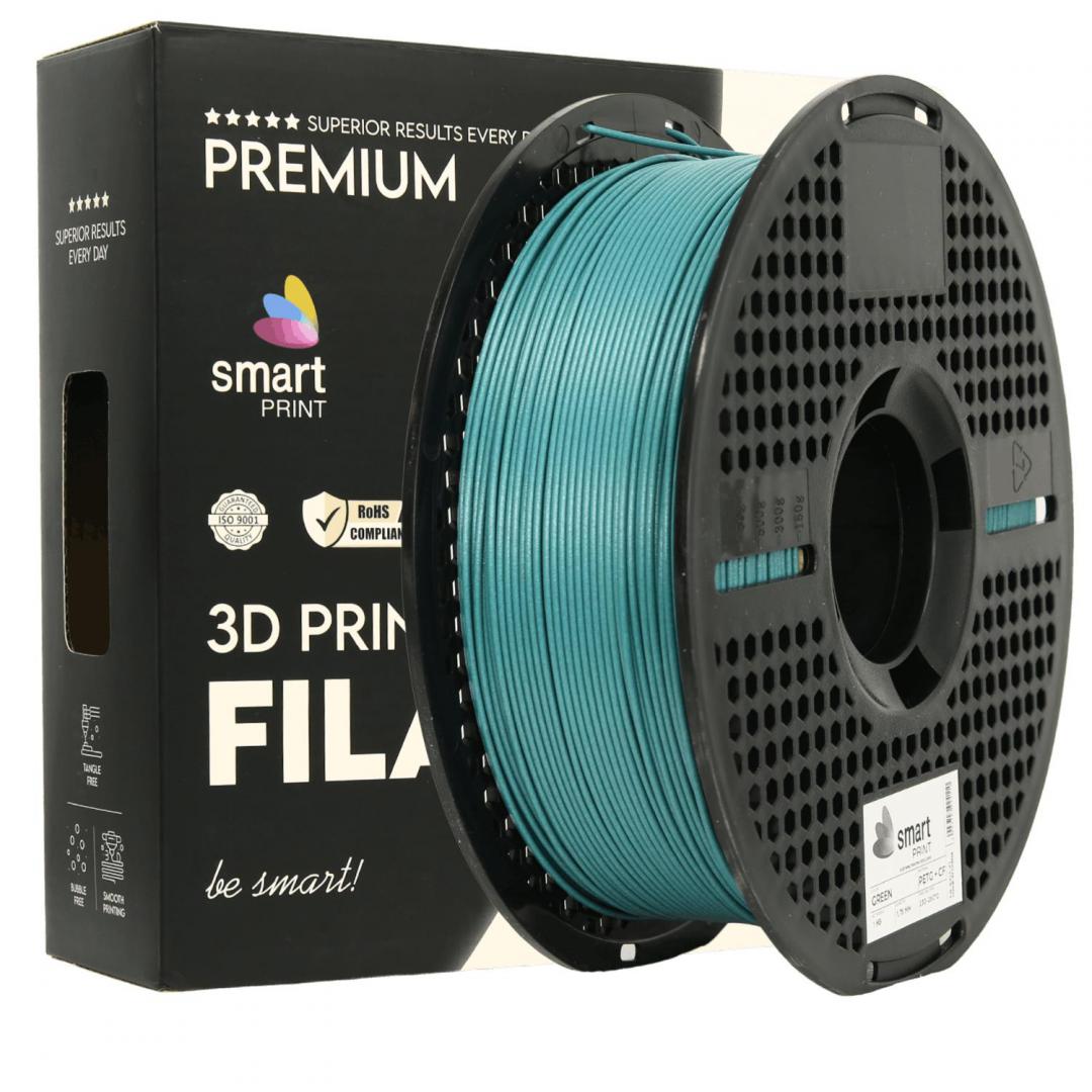 SMART PRINT 3D FILAMENT 1KG PETG+CF GREEN, continut de fibra de carbon, reztenta la, PETG + CF GREEN