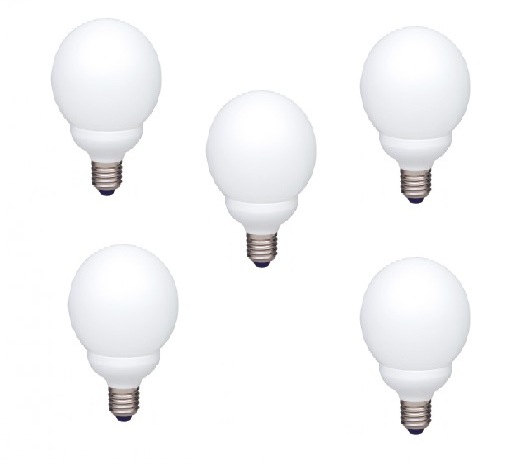 Panasonic SET 5 becuri fluorescent, soclu E27, putere 18W, forma oval, lumina alb rece, EFG18E65HD-5