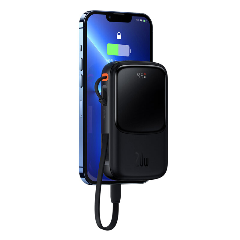 Baseus POWER BANK Qpow Pro Digital Display, 20000mAh, 20W, 1 x cablu integrat Iphone, PPQD040001 - imagine 3