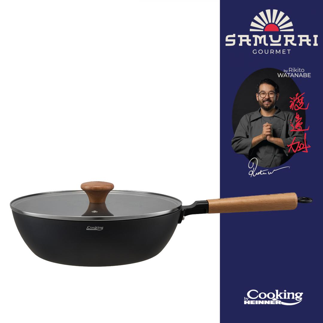 HEINNER TIGAIE WOK ALUMINIU + CAPAC 28X8 CM, RIKITO WATANABE, SAMURAI GOURMET, COOKING, HR-SNT-WC28