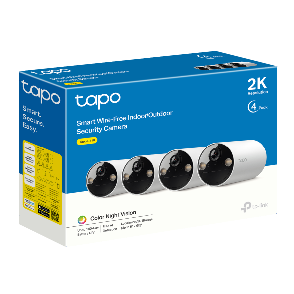 Tp-Link Kit 4 camere Tapo C410, SMART WIRE-FREE SECURITYCAMERA (4-PACK), Senzor, Tapo C410(4-pack) - imagine 4