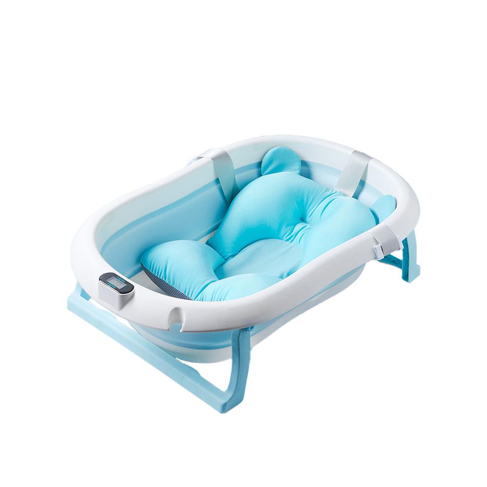 U-GROW Cadita cu pernuta pentru bebelusi, termometru digital incorporat, pliabila, dop, UGCT-0055-BL