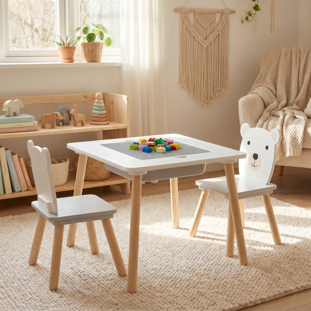 U-GROW Set masuta si 2 scaune, cu spatiu de activitati, Bear, UG-74KINET - imagine 9