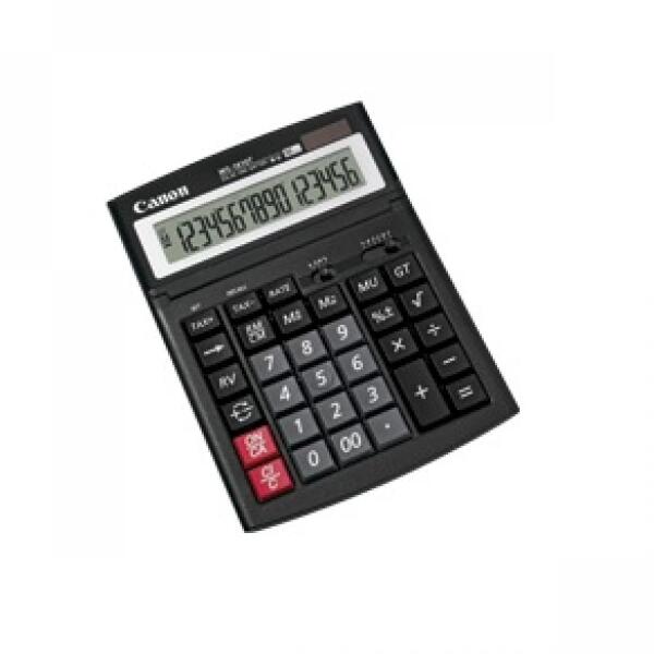 Canon Calculator de birou, WS1610T, ecran 16 digiti, alimentare solara si baterie, negru, 0696B001AA