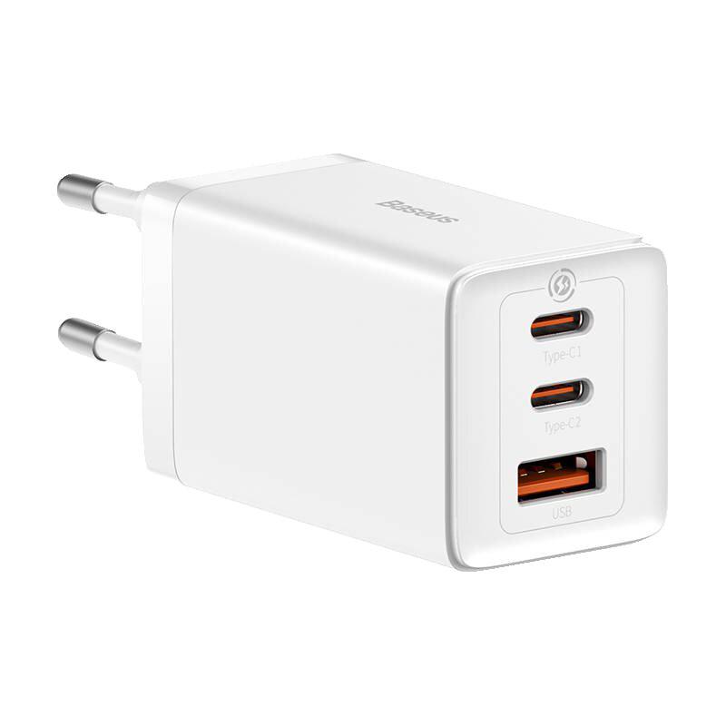 BASEUS Incarcator retea GaN5 Pro, 65 W, 3 porturi, Alb, CCGP120202