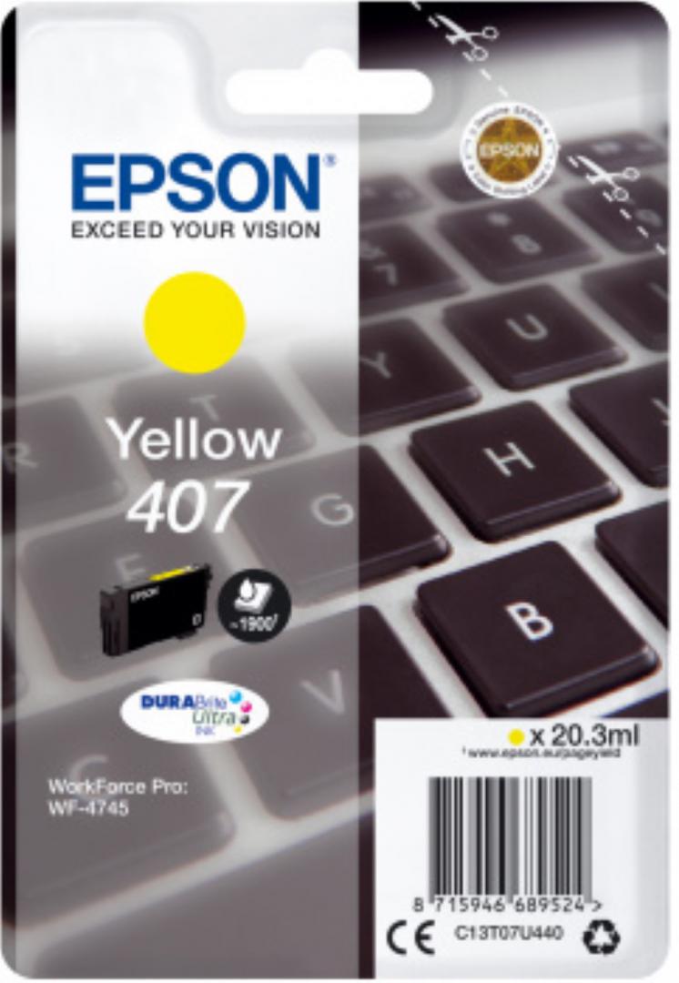 Epson Cartus Cerneala Original Yellow, nr.407 pentru WF-4745 Series, 20,3ml, C13T07U440