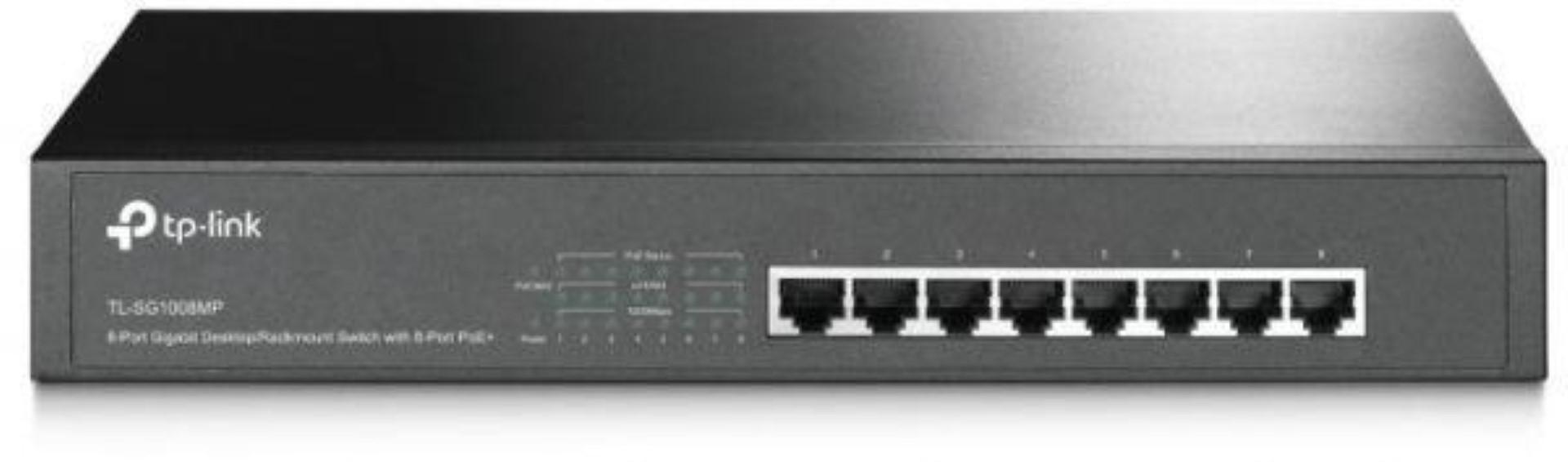 TP-LINK Switch, 8 port, 10/100/1000 Mbps, TL-SG1008MP