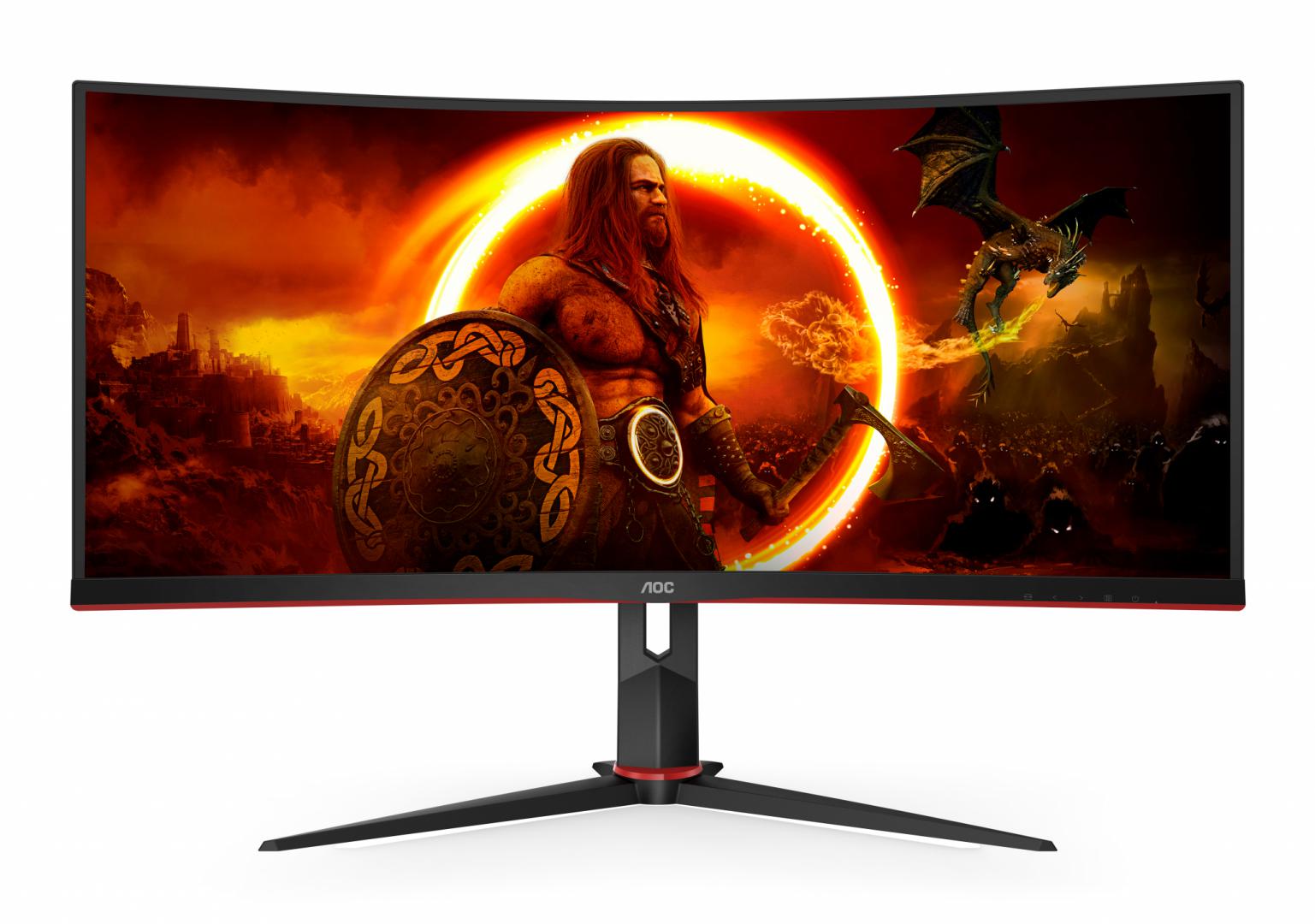 AOC Monitor Gaming CU34G2XP, 34", 3440 x 1440 pixeli, Black, Red, CU34G2XP/BK
