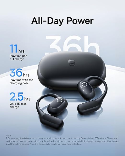 Baseus CASTI Bowie Eli 2i Fit Open-Ear True Wireless, on ear, pt smartphone, microfon pe, A0102604 - imagine 4