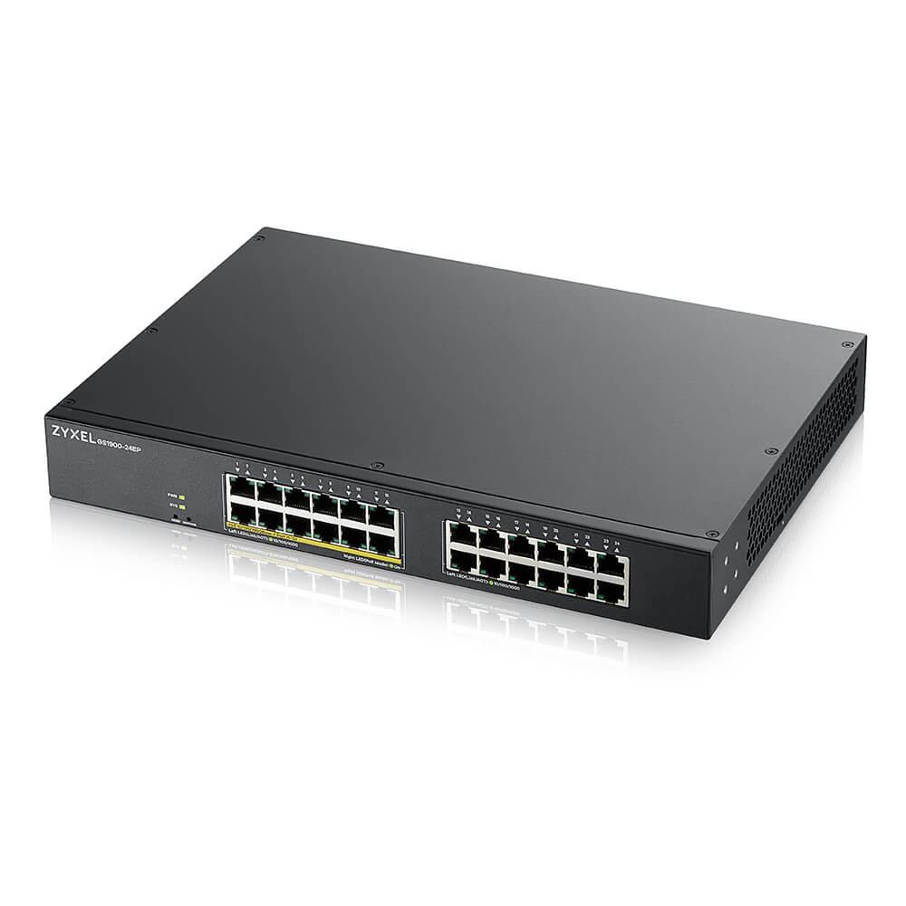 ZyXel SWITCH PoE, port Gigabit x 24, SFP nu, managed, rackabil, GS1900-24EP-EU0101F