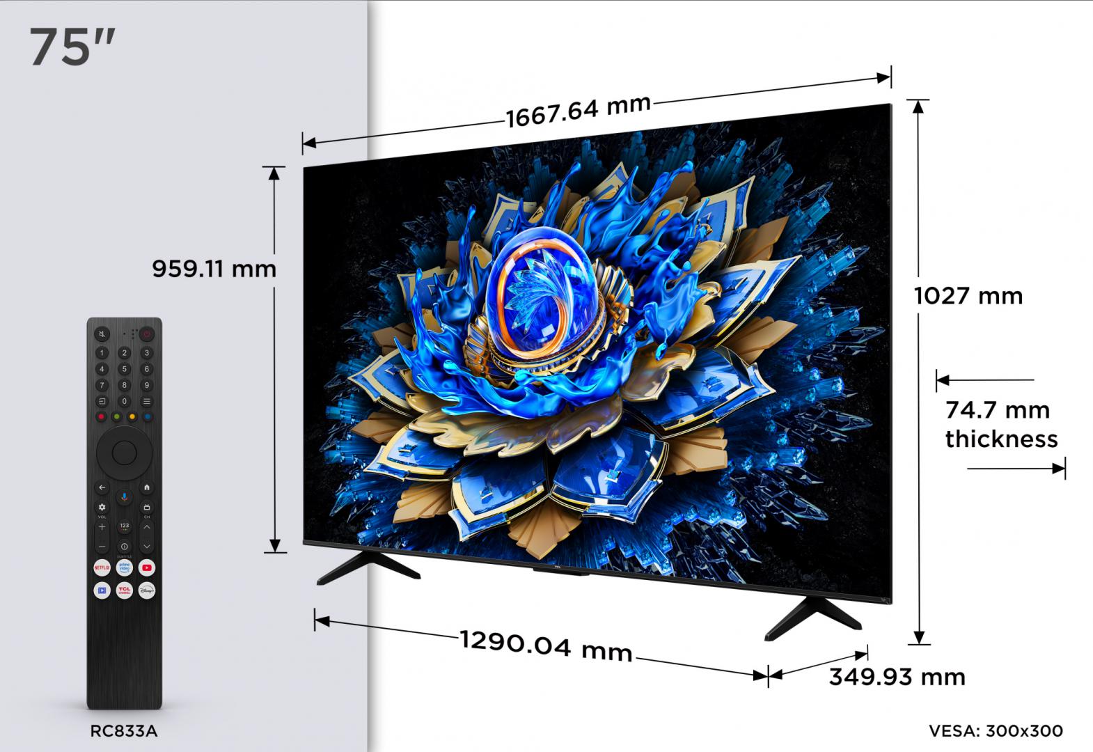 TCL Televizor QLED, 189 cm, Smart Google TV, 4K, 75T69C - imagine 2