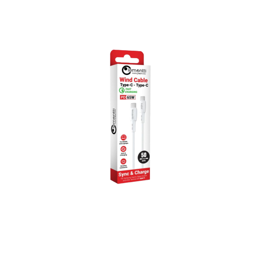 LEMONTTI Cablu Wind Fast Charge Type-C la Type-C, PD 65W, lungime 0.5m, Alb, LEMCTYCTCA