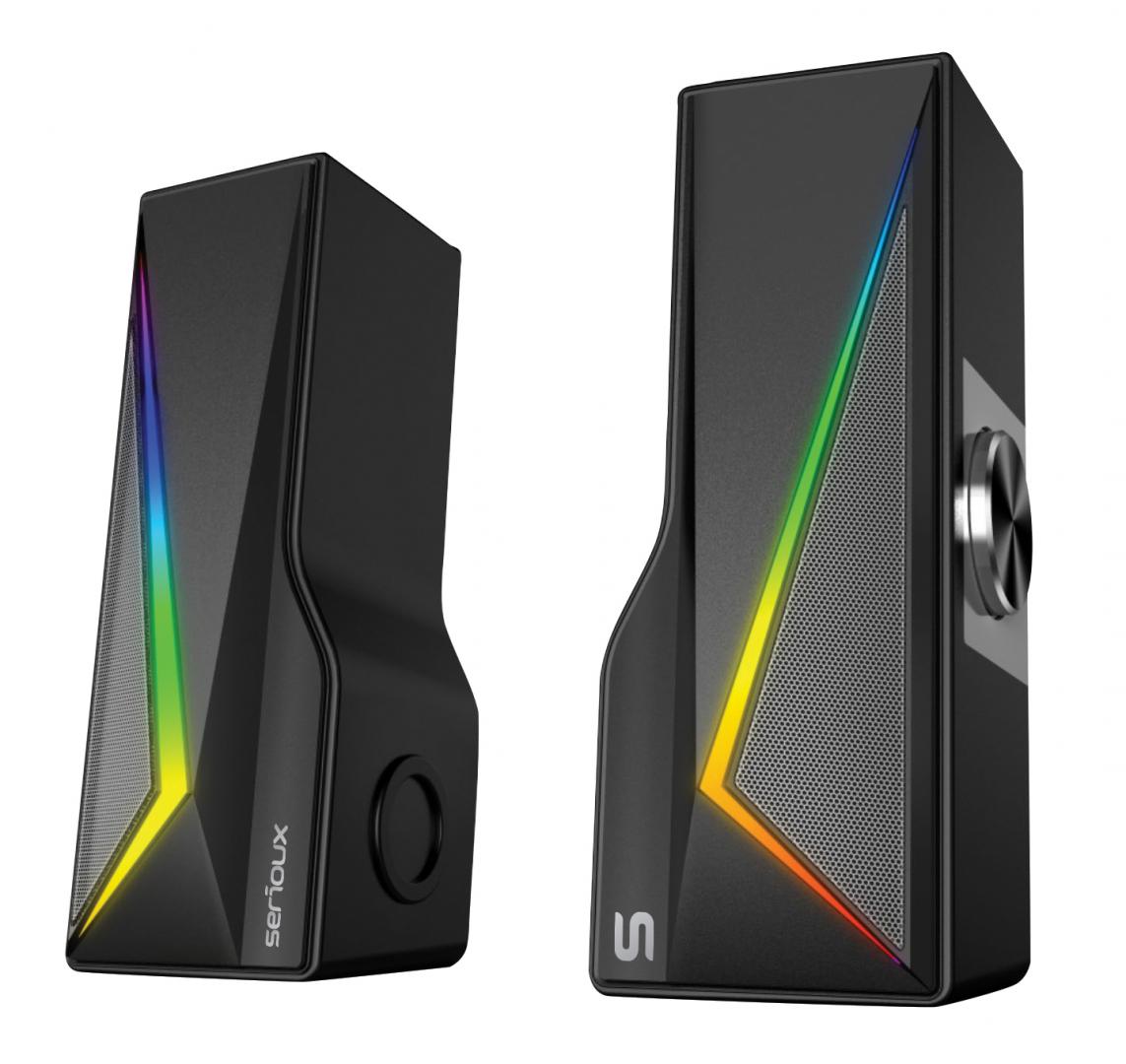 SERIOUX Boxe gaming 2.0 Blys RGB, functie Dual Mode Bluetooth, putere: 3W x 2, impedanță, SRXS-X167
