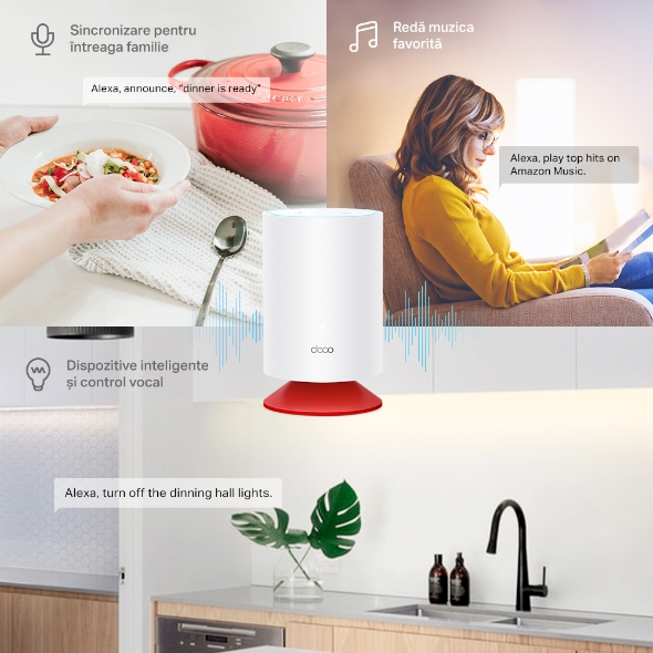 Tp-Link MESH, wireless, router AX1800, pt interior,difuzor incorporat,1800, Deco Voice X20(2-pack) - imagine 3