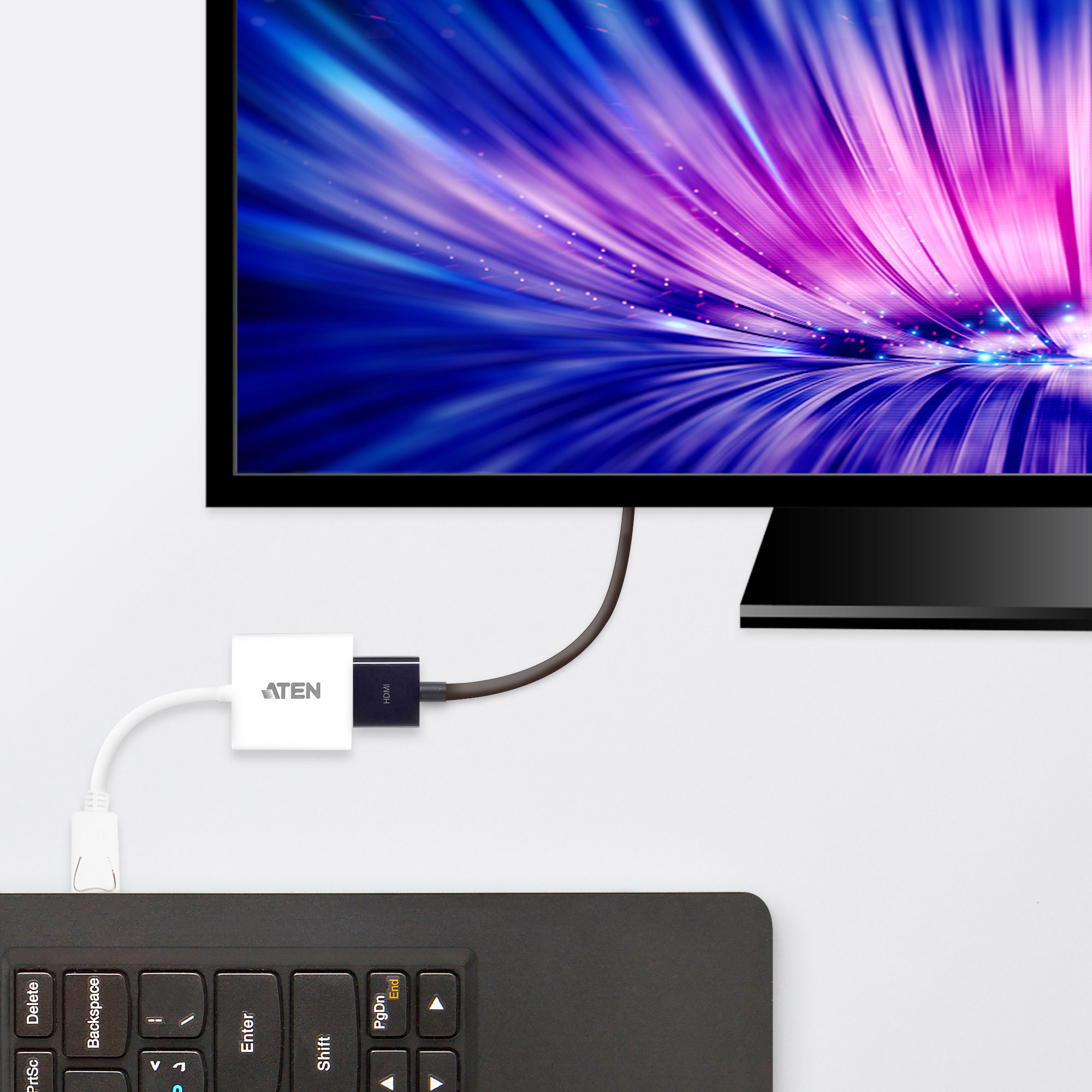 Aten CABLU video, cablu or adaptor video, DisplayPort (T) la HDMI (M), Full HD (1920x1080), VC985-AT - imagine 2