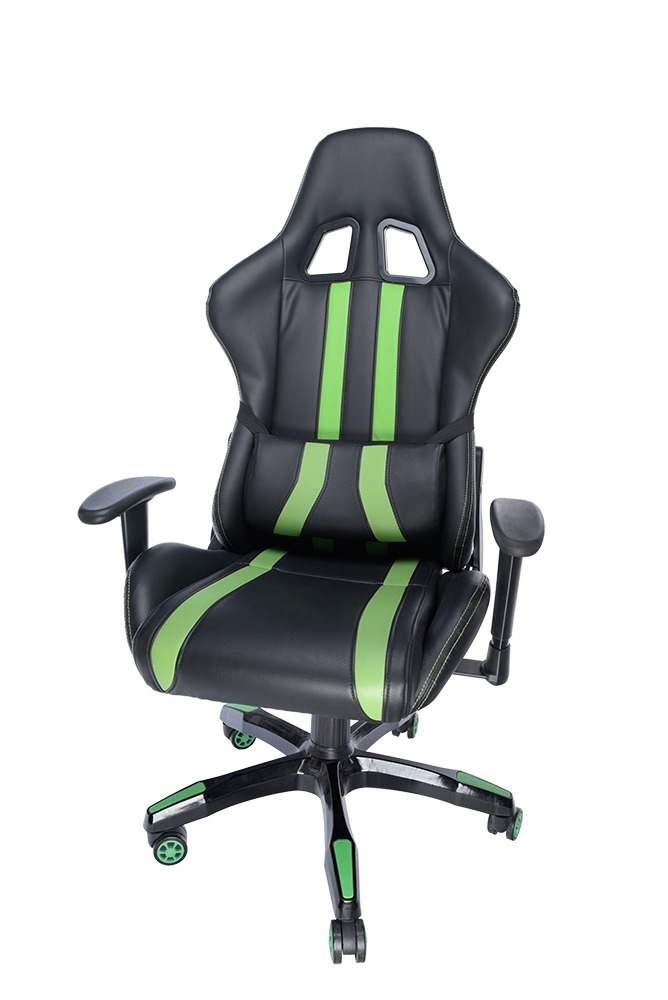 SPACER SCAUN GAMING imitatie piele, black & green, brate ajustabile, greutate max., SPCH-TRINITY-GRN
