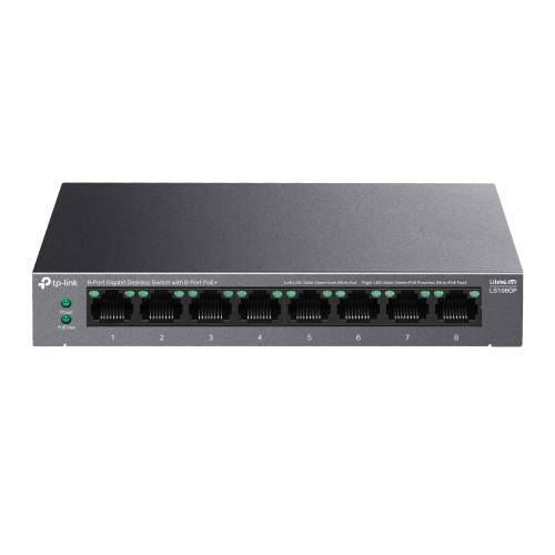 TP-LINK 5-PORT GIGABIT SWITCH, interfata 8× 10/100/1000Mbps RJ45 Ports (Ports 1–8 supports, LS108GP