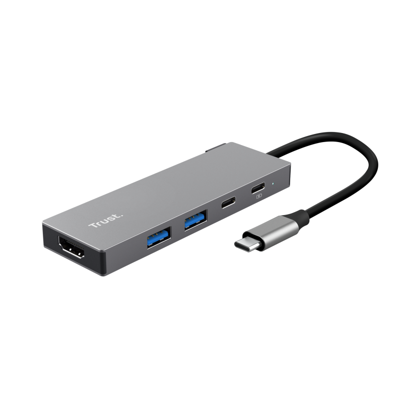 TRUST Hub USB Dalyx USB-C, 5 porturi, HDMI, Gri, TR-26062