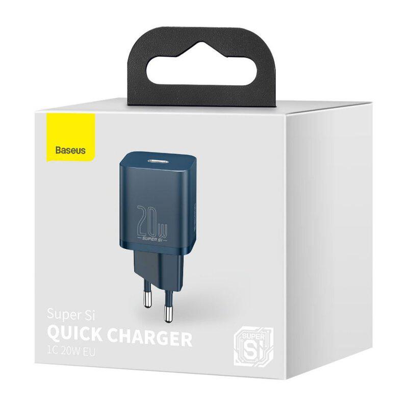 BASEUS Incarcator retea Super Si, Quick Charge 20W, 1 x USB Type-C 5V/3A, albastru, CCSUP-B03 - imagine 4