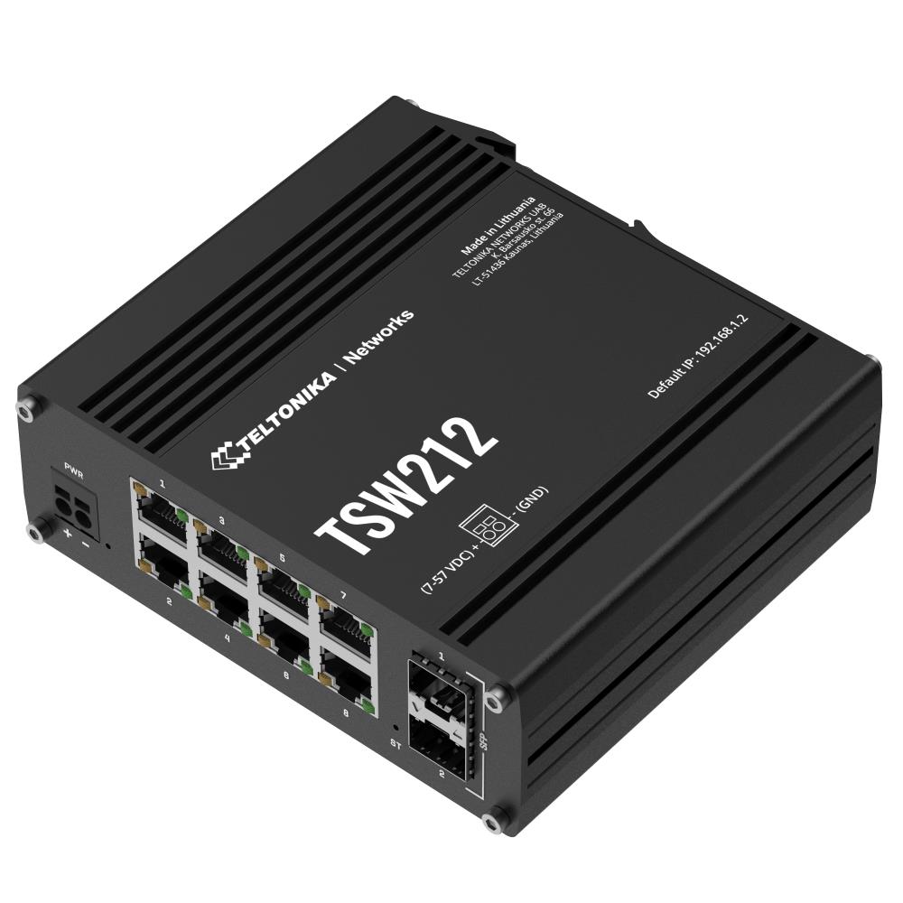TELTONIKA SWITCH POE+ TSW200, 8 x LAN port 10/100/1000 Mbps PoE+, 2 x SFP, buget PoE, TSW200000050