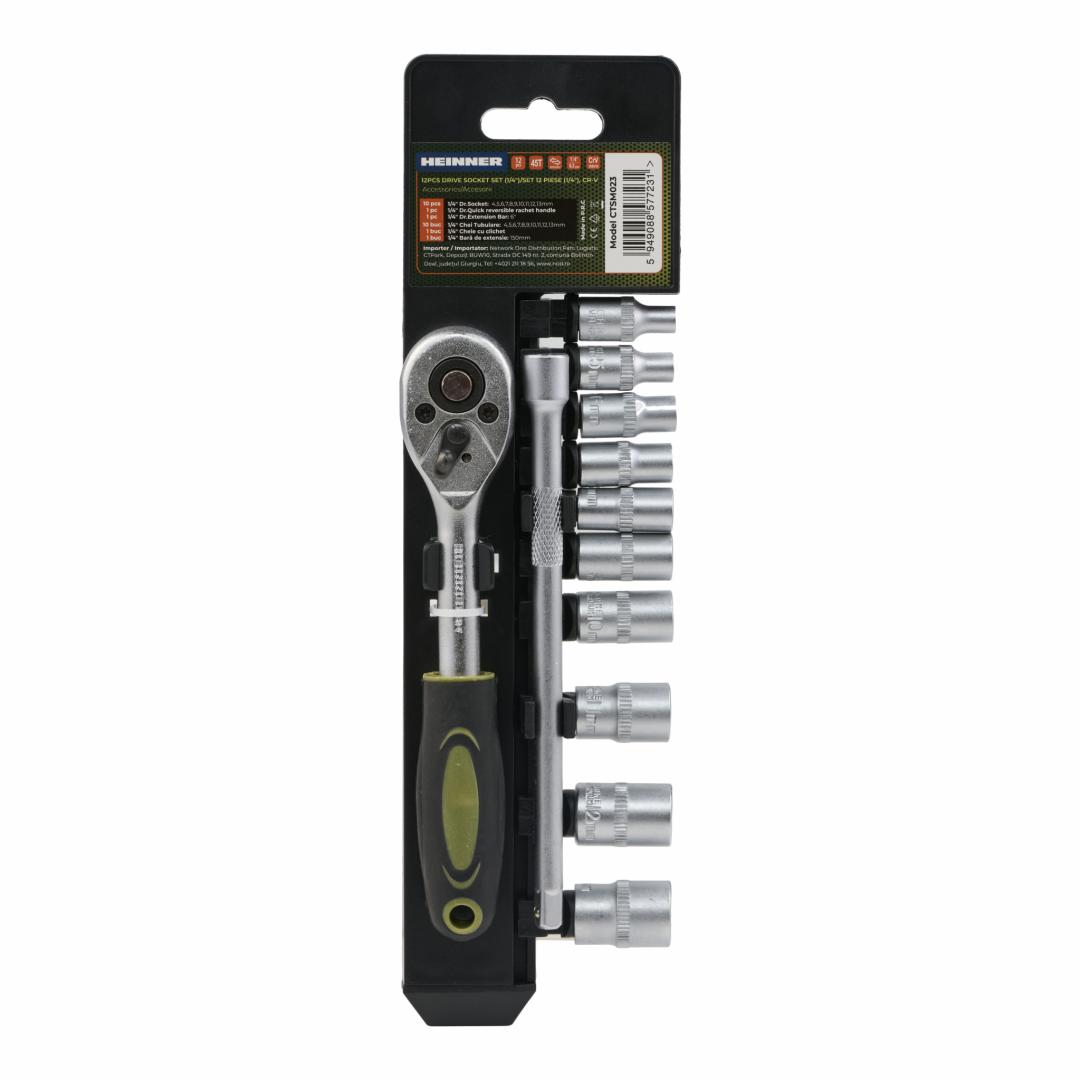 HEINNER SET 12 PIESE 1/4"+ext. CR-V, CTSM023