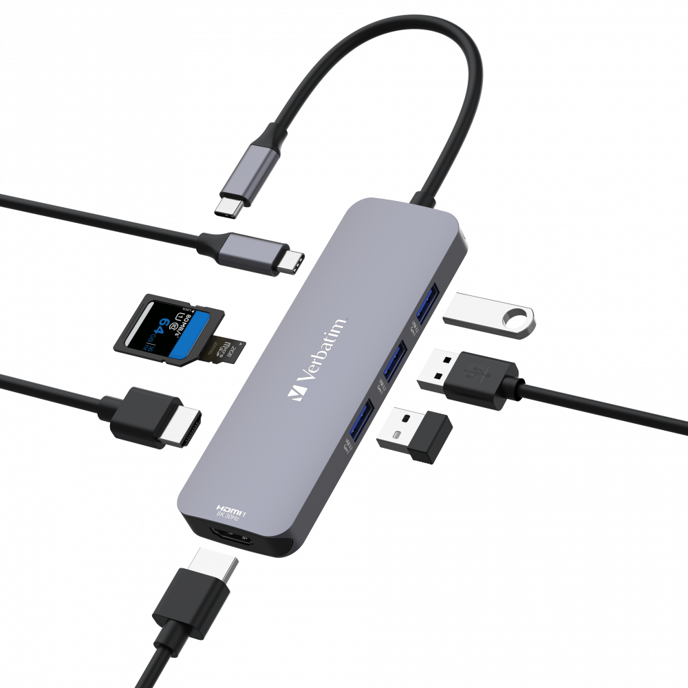 Verbatim DOCKING Station USB C PRO MULTIPORT 8 PORT CMH 2 x HDMI, 3 x USB-A 3.2 Gen1, 1 x SD, 32151 - imagine 3