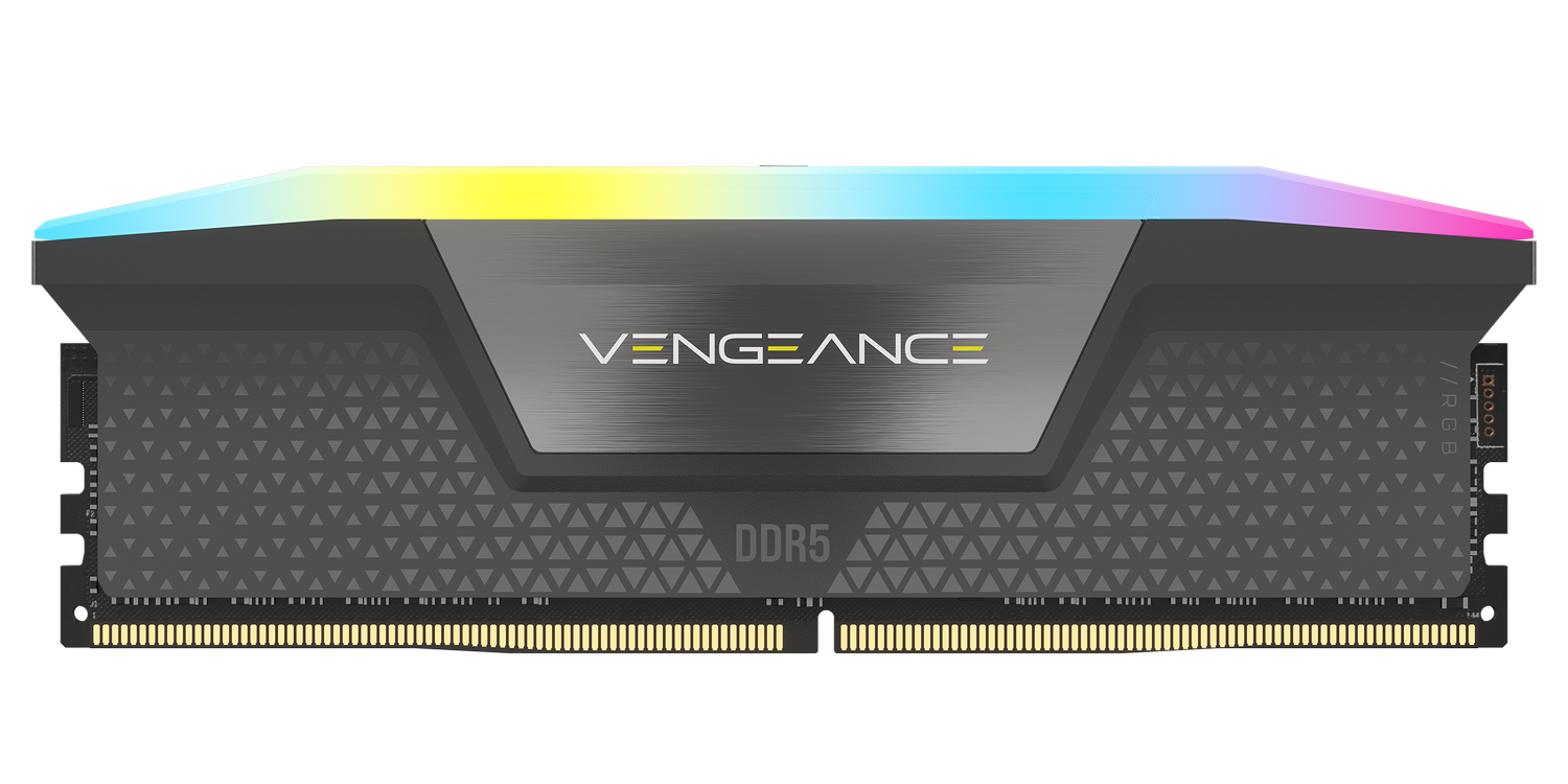 Corsair Memorie DDR5, 16GB, 5600MT/s, C40, 1.25V, AMD/Intel, Gri, RGB, VENGEANCE, CMH16GX5M1B5600Z40
