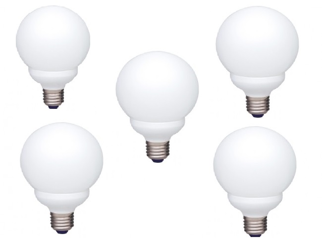 Panasonic SET 5 becuri fluorescent, soclu E27, putere 13W, forma sferic, lumina alb, EFG13E282V-5