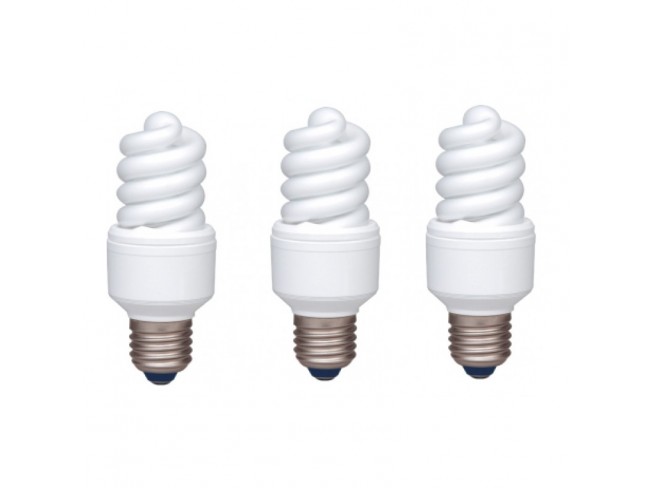 Panasonic SET 3 becuri fluorescent, soclu E27, putere 13W, forma spirala, lumina alb, EFD13E282V-3