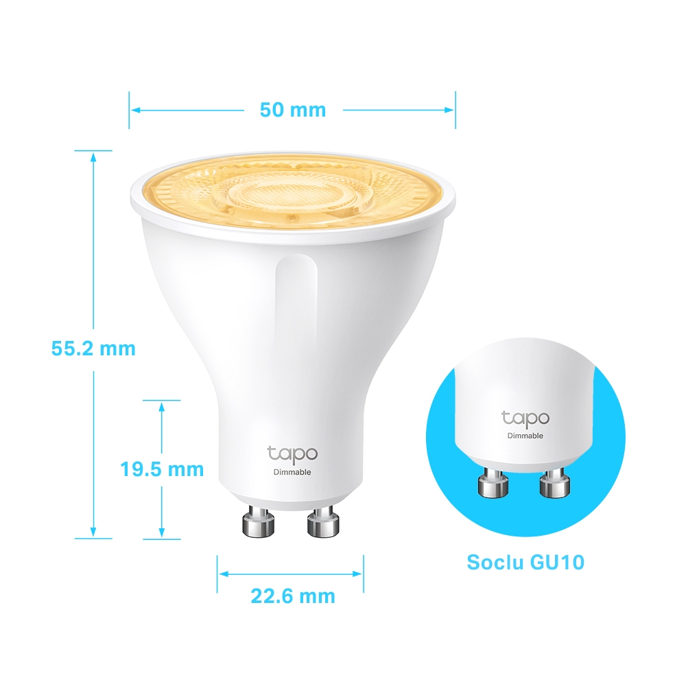 Tp-Link BEC LED wireless, 350lm, 2.9W, fasung GU10, lumina calda 2700K, control prin, Tapo L610 - imagine 2