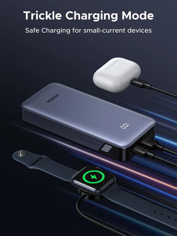 UGreen POWER BANK, PB532, 20000mAh, 30W, 2 x USB Type-C input/output, 1 x USB, display, gri, 55989B - imagine 6