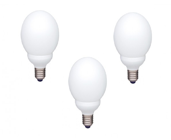 Panasonic SET 3 becuri fluorescent, soclu E27, putere 18W, forma sferic, lumina alb, EFG18E27HD-3