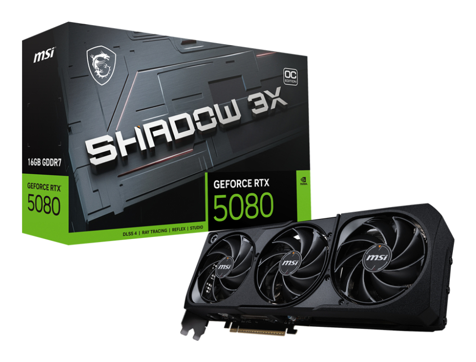 MSI Video Card Nvidia GeForce RTX 5080 16G, 16GB GDDR7, 256bit, PCIe 5.0, RTX 5080 16G SHADOW 3X OC