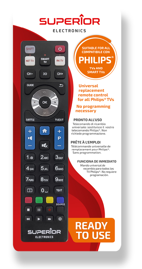 Superior TELECOMANDA UNIVERSALA compatibila televizoare PHILIPS, bateriile (2 x AAA) nu, SUPTRB010