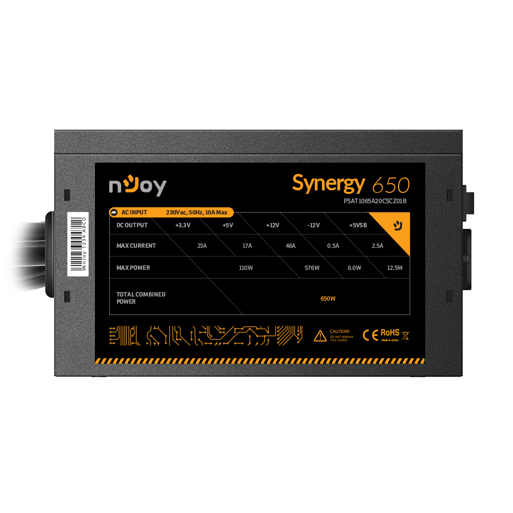 Njoy CASE PSU ATX 650W SYNERGY 650/, PSAT1065A20CSCZ01B - imagine 5
