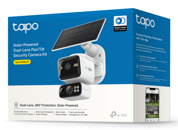 Tp-Link CAMERA IP Exterior, dual lens 2K+2K (wide 165°+telephoto 6mm), pan/tilt 360°, Tapo C645D KIT - imagine 4