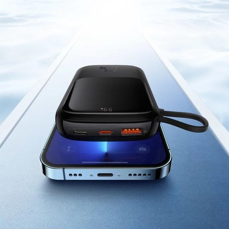Baseus POWER BANK Qpow Pro Digital Display, 10000mAh, 22.5W, 1 x cablu integrat USB, PPQD020101 - imagine 3