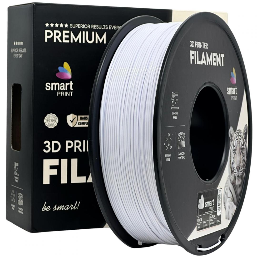 SMART PRINT Filament 3D, Diamentru 1.75mm, Greutate: 1KG, Culoare: Alb, Material: PLA, HS-PLA WHITE